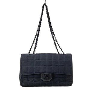 CHANEL New Travel Line / Chocolate Bar Stitch A15285 Black Nylon Jacquard